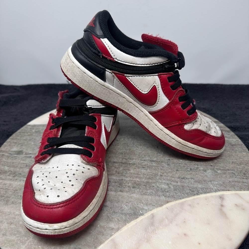 Air Jordan 1 Low Red White Black Zip Closure Sneakers Size 3.5Y